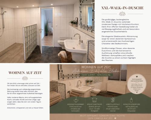 a collage of two pictures of a bathroom at Schlosspartie stilvolle Ferienwohnung an der Nordsee in Sande