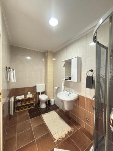 a bathroom with a toilet and a sink and a shower at Valverde Apartment Vlašić in Šišava