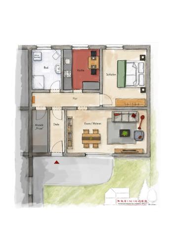 a floor plan of a house at Ferienwohnung Breininger in Lemberg