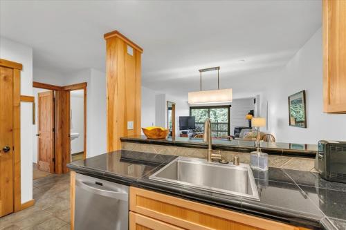 a kitchen with a sink and a counter top at Chez Vaupen in Alpine Meadows
