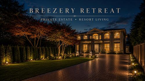 a house lit up at night with lights at Breezery Retreat - 8 Min to Airport - Indoor Pool Sauna Wellness Billiards Sports Court in Richmond