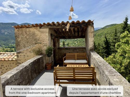 a terrace with exclusive access from the one bedroom apartment at Portail Sainte Marie in Montbrun-les-Bains
