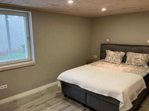 a bedroom with a bed and a window at Arkaadia in Viljandi