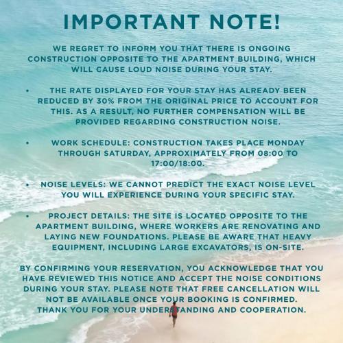 a sign that says important note on the beach at Premium and Sea by Olax Rentals in Callao Salvaje