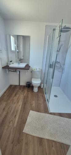 a bathroom with a toilet and a sink and a shower at Le Container accèsPRM in Cognac