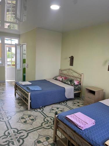 a bedroom with two beds in a room at Green guest house in Chornomorsk