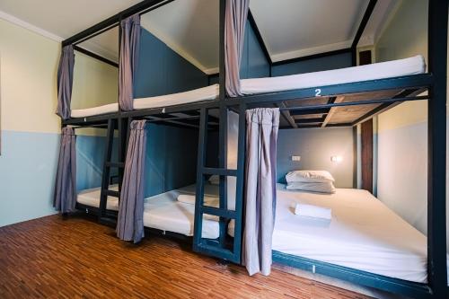 a group of bunk beds in a room at Mad Monkey Hostel Siargao in General Luna