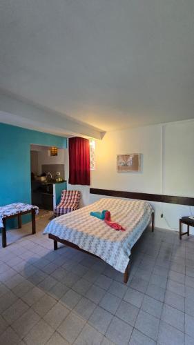 a bedroom with a bed in a room at Acomodações as casinhas da ada in Coruripe