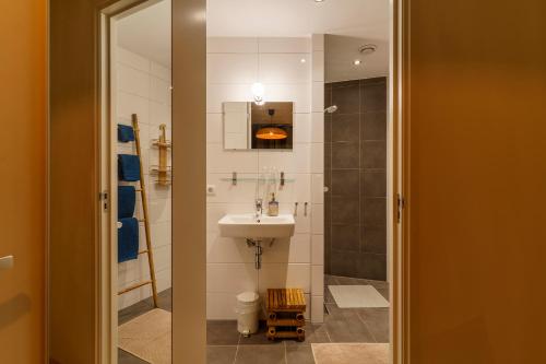 a small bathroom with a sink and a toilet at Droom op de Vijlenberg in Vijlen