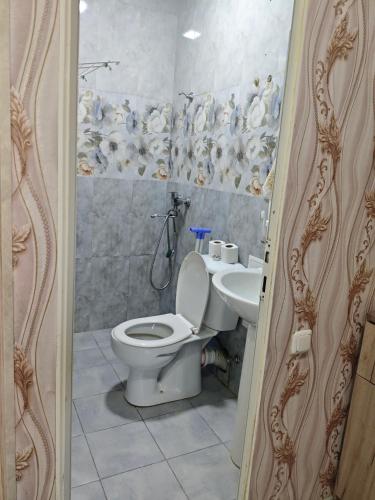 a bathroom with a toilet and a sink at Vardan's Guest House in Yerevan
