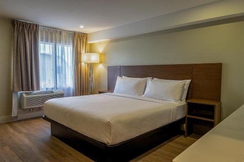 a bedroom with a large bed and a window at Skye Hotel Ridgetown in Ridgetown