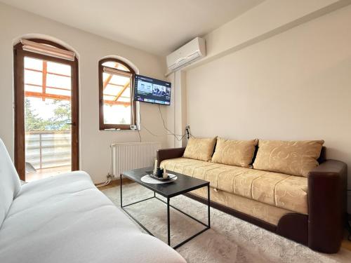 a living room with a couch and a table at Apartman Natural Vlašić in Šišava