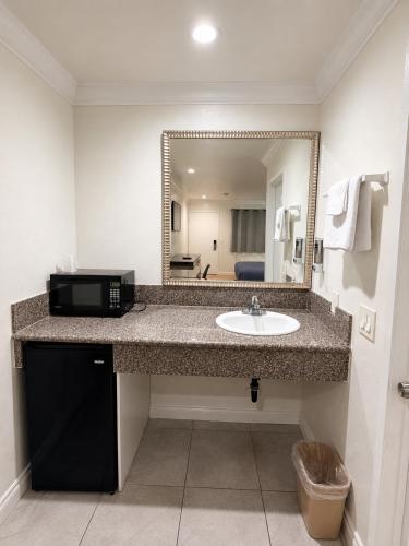 a bathroom with a sink and a mirror at BELL RESORT MOTEL in Bell