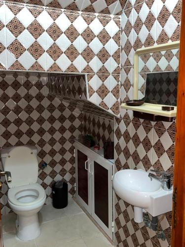 a bathroom with a toilet and a sink at Tafoukt 2 in Kasba Aït Youdi