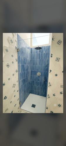 a bathroom with a shower with a mirror at Antica Residenza in Perdifumo