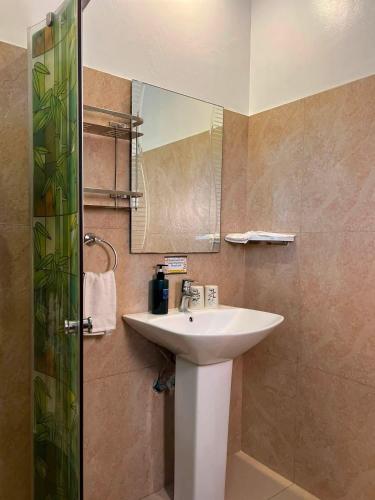 a bathroom with a sink and a mirror at Infinity Sands Resort in Siquijor