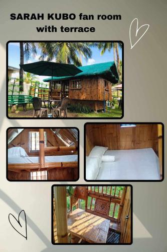 a collage of four pictures of a room with a tent at Joyful Paradise Beach Resort in Nasugbu