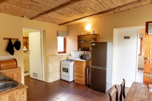 a kitchen with a refrigerator and a stove at Bergplaas Nature Reserve in Nieu-Bethesda