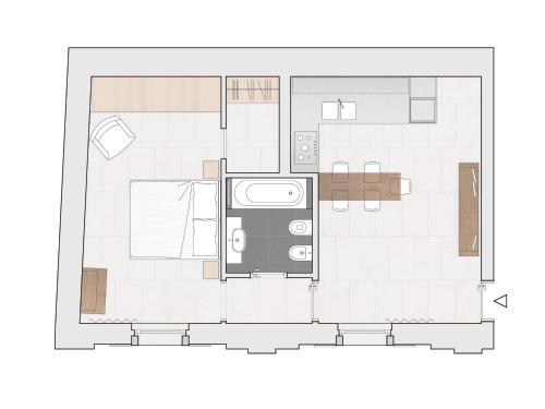 a drawing of a floor plan of a house at Agriturismo Corte Ruffoni in Zevio