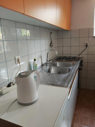 a kitchen with a sink and a kettle on a counter at Villa Kate in Krk