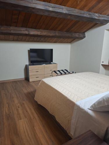 a bedroom with a bed and a flat screen tv at B&B Dimora D'Alfano in SantʼAngelo in Pontano