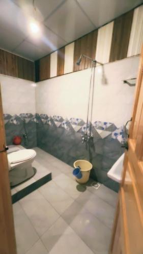 a bathroom with a toilet and a shower at Multiple Hotels in Malam Jabba Swat in Malam Jabba