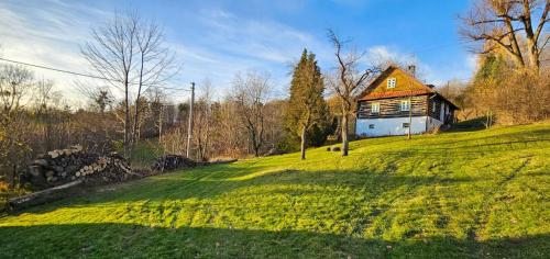 a house on top of a grassy hill at Roubenka Vendryně in Vendryně