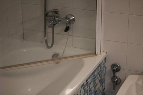 a shower in a bathroom with a bath tub at Hotel Cosmopol in Laredo