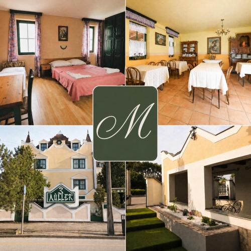 a collage of photos of a hotel at Müller's 3 in Siófok