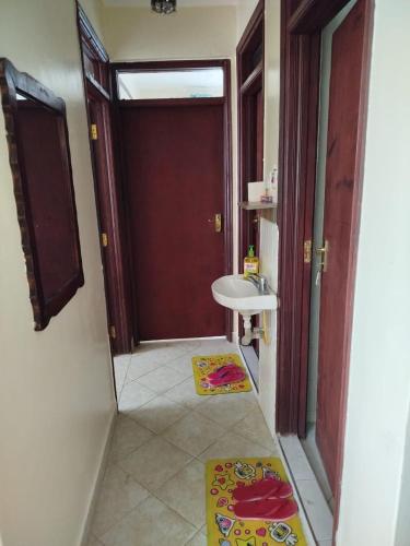 a bathroom with a sink and a mirror and a sink at Prestige apartments Machakos in Machakos