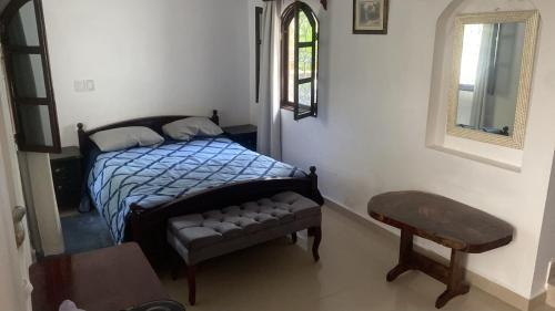Hotel boutique River Blue tesisinde bir odada yatak veya yataklar