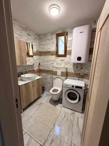 a bathroom with a toilet and a sink at Iva Apartment in Kumbor