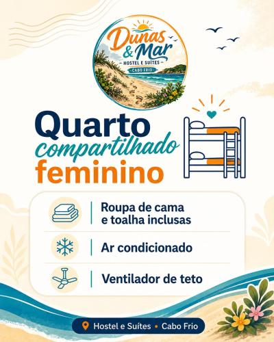a poster of a beach with the words marinainhouliculiculiculiculic at Hostel Dunas & Mar - Hostel e Suítes - Cabo Frio in Cabo Frio