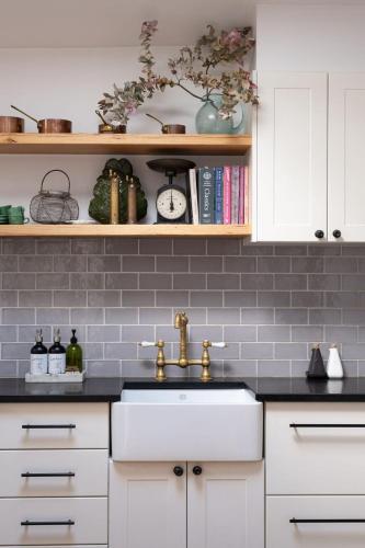 a kitchen with a sink and a counter top at Raffah House in Oatlands