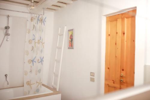 a bathroom with a ladder next to a shower at Alloggi degli Artisti in Case Selva Grande