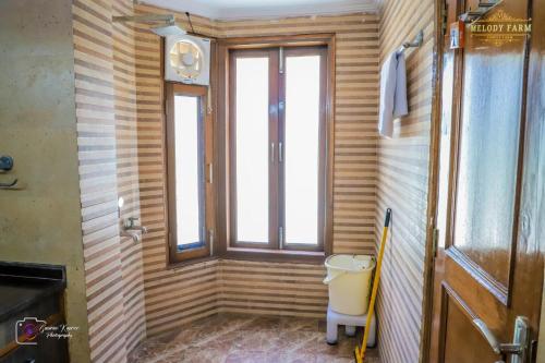 a bathroom with a toilet and a window at The Mint Resort in Gurgaon