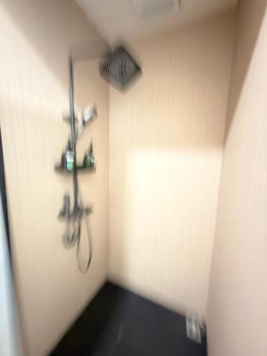a bathroom with a shower in the corner of a room at Umbrella tree v1 in Nathon