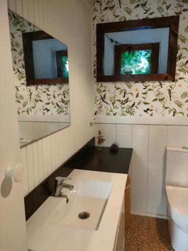 a bathroom with a sink and a toilet at La minada in Covelo