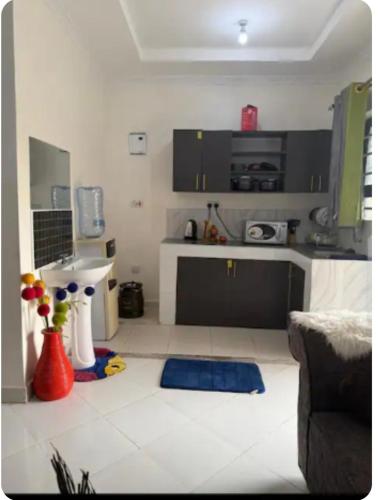 a kitchen with a couch and a sink in a room at NewNest in Bungoma