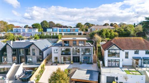 an aerial view of a house at Designer Haus - Pool - Sea Views - 7BR - Sleeps 14 in Brighton & Hove