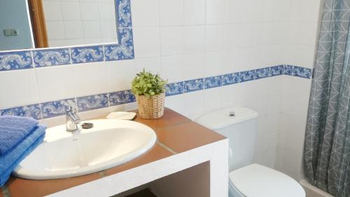 a bathroom with a sink and a toilet at APARTAMENTOS LA MUNDIAL - Alojamiento en Málaga capital in Málaga