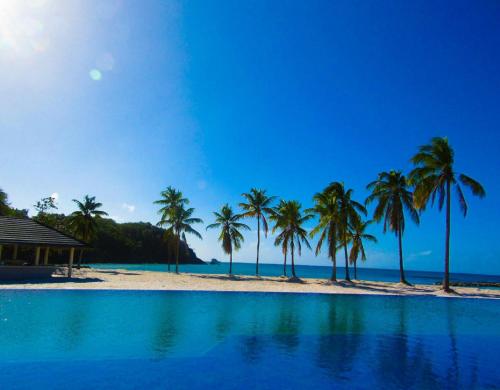 a group of palm trees on a beach at Royalton Hideaway Saint Lucia, An Autograph Collection All-Inclusive Resort - Adults Only in Gros Islet