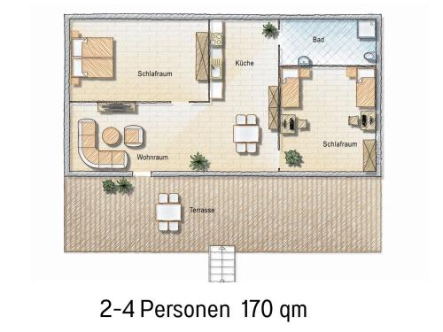 a drawing of a floor plan of a apartment at Sonnendeck - Familienzeit im Wald in Dahlen