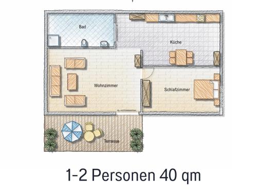 a floor plan of a small apartment with at Waldidyll - Ruhe mitten im Wald in Dahlen