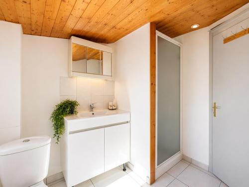 a bathroom with a toilet and a sink at Le Côte-Rôtie in Vérin