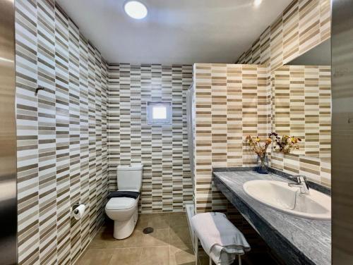 a bathroom with a toilet and a sink at El Refugio de Pedrosa in Pedrosa del Rey