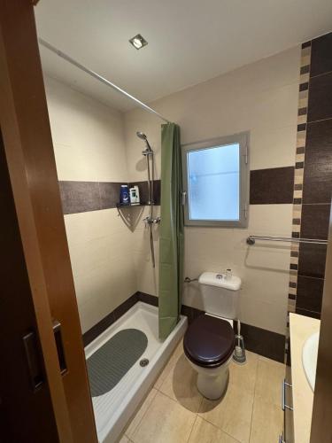 a bathroom with a toilet and a shower at Faro28 in Valencia