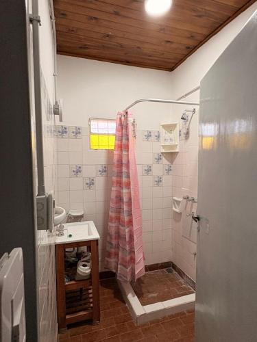 a bathroom with a shower and a sink at Villa Valeria in General Acha