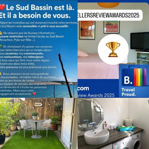 a page of a magazine with a picture of a bathroom at Maisonnette studio Arcachon 300m plage in Arcachon