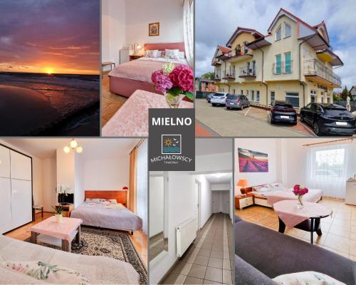 a collage of photos of a hotel room at Tawerna Michałowscy in Mielno